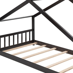 HomeRoots Espresso Twin Loft Bed with Four Posters - Elegant Space-Saving Design for Small Rooms & Dorms 601696