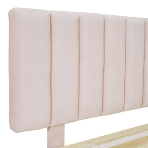 English Elm Queen Upholstered Floating Bed with LED Lighting, Hydraulic Lift, 4 Storage Drawers, Velvet Luxury Pink SF000132AAH