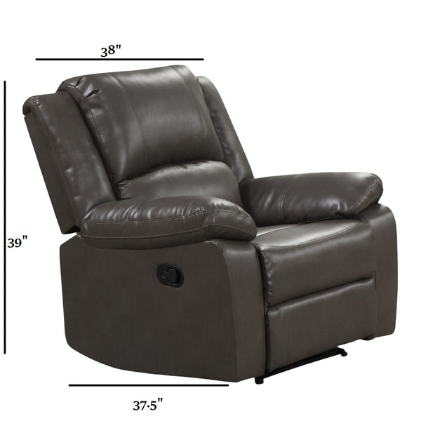 English Elm Transitional Multi-Function Glider Recliner with Channel Back, Cup Holders, Hidden Storage, Upholstered Comfort Gray 31 L x 36 W x 28 H B2741P385165