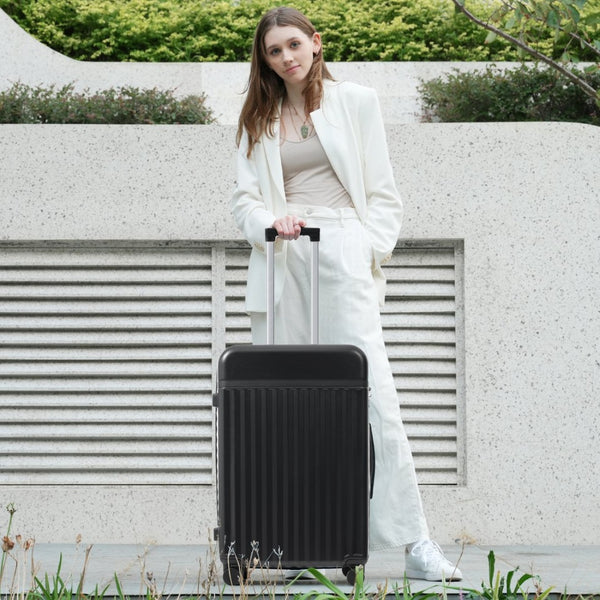English Elm Luggage Set 5 Piece Abs Hardside Expandable Spinner Wheels Tsa Lock Travel Bags Black N732P326115B