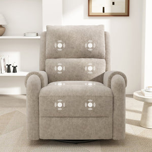 English Elm Manual Recliner Swivel Rocker Massage Chair Chenille Nursery and Living Room Seat Oatmeal N763P347287O