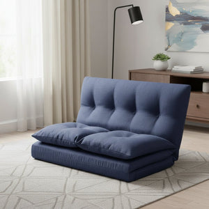 HomeRoots 77" Convertible Futon Sofa Chaise - Stylish Navy Upholstered Sleeper with Durable Design & Comfort 601951