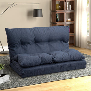 HomeRoots 77" Convertible Futon Sofa Chaise - Stylish Navy Upholstered Sleeper with Durable Design & Comfort 601951