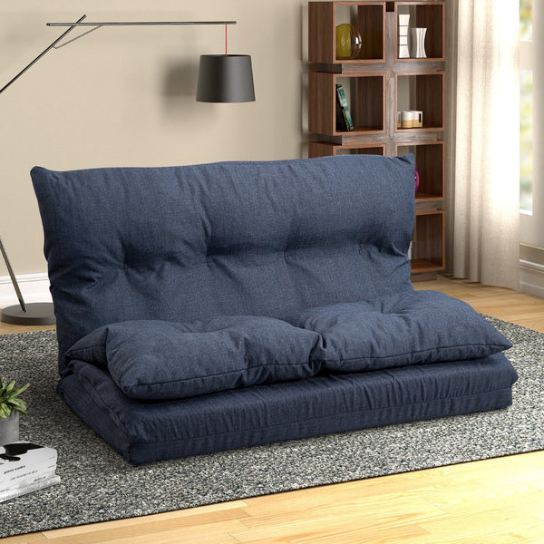 HomeRoots 77" Convertible Futon Sofa Chaise - Stylish Navy Upholstered Sleeper with Durable Design & Comfort 601951