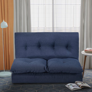 HomeRoots 77" Convertible Futon Sofa Chaise - Stylish Navy Upholstered Sleeper with Durable Design & Comfort 601951