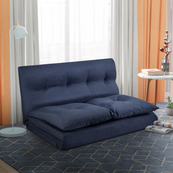 HomeRoots 77" Convertible Futon Sofa Chaise - Stylish Navy Upholstered Sleeper with Durable Design & Comfort 601951