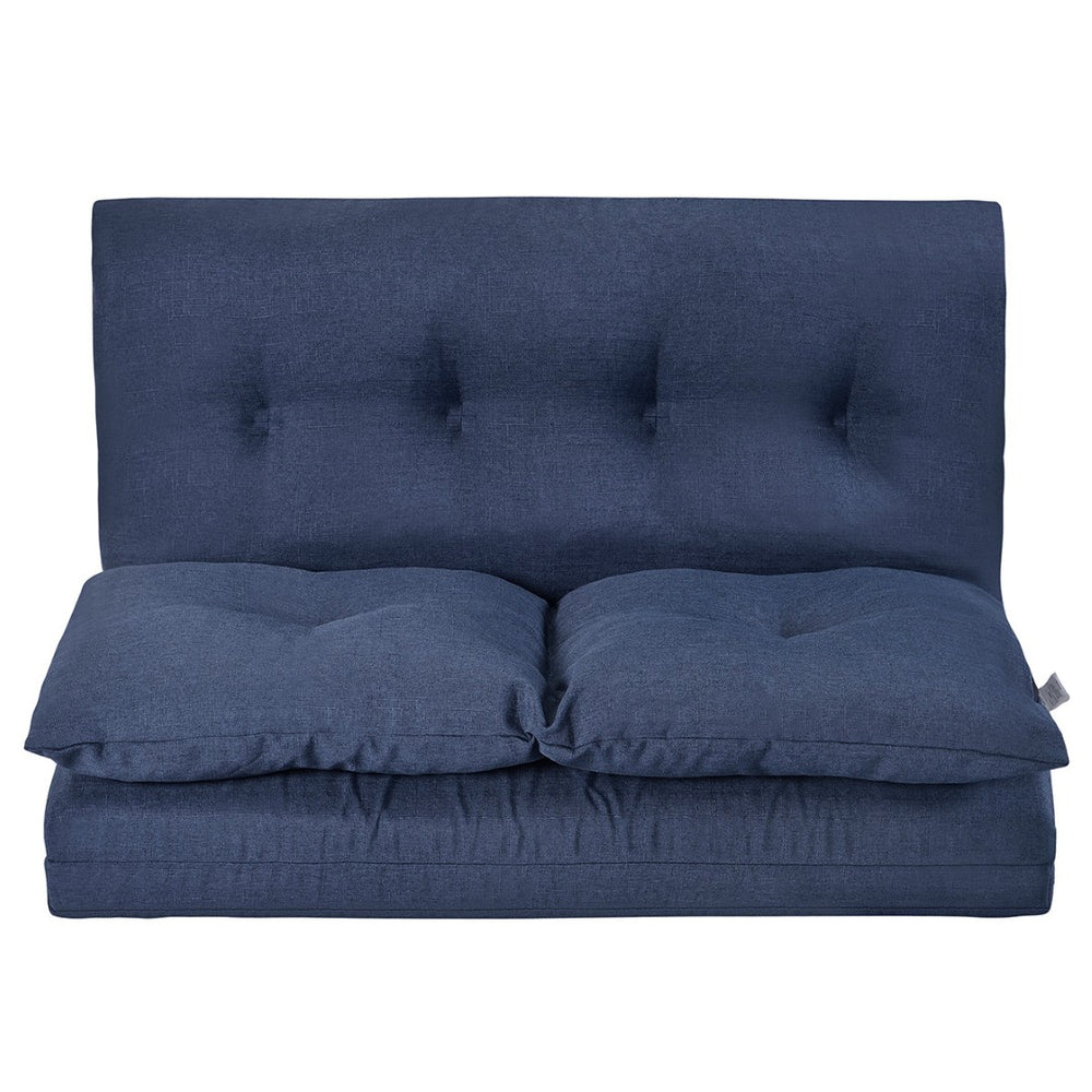 HomeRoots 77" Convertible Futon Sofa Chaise - Stylish Navy Upholstered Sleeper with Durable Design & Comfort 601951