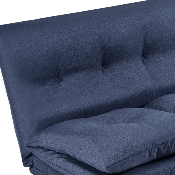 HomeRoots 77" Convertible Futon Sofa Chaise - Stylish Navy Upholstered Sleeper with Durable Design & Comfort 601951