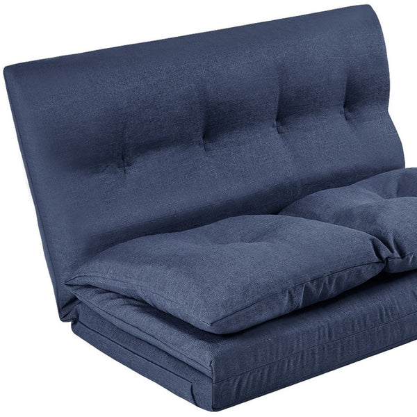 HomeRoots 77" Convertible Futon Sofa Chaise - Stylish Navy Upholstered Sleeper with Durable Design & Comfort 601951