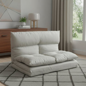 HomeRoots 77" Convertible Futon Sofa Chaise - Modern Beige Upholstered Design for Stylish Living & Comfort 601954