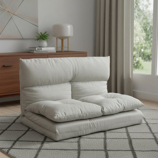 HomeRoots 77" Convertible Futon Sofa Chaise - Modern Beige Upholstered Design for Stylish Living & Comfort 601954