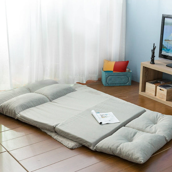 HomeRoots 77" Convertible Futon Sofa Chaise - Modern Beige Upholstered Design for Stylish Living & Comfort 601954