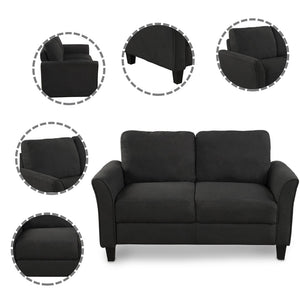 HomeRoots 54" Contemporary Sofa with Black Legs - Stain-Resistant Fabric, Compact Design for Small Spaces 601955