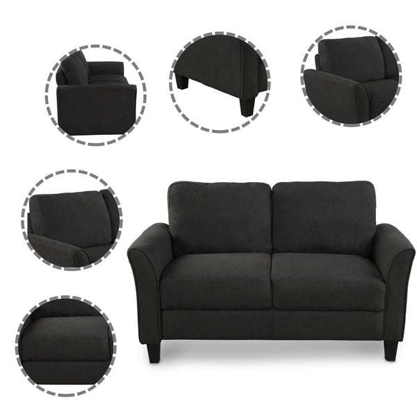 HomeRoots 54" Contemporary Sofa with Black Legs - Stain-Resistant Fabric, Compact Design for Small Spaces 601955