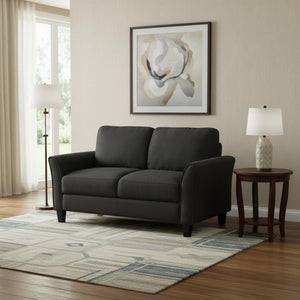HomeRoots 54" Contemporary Sofa with Black Legs - Stain-Resistant Fabric, Compact Design for Small Spaces 601955