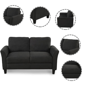 HomeRoots 54" Contemporary Sofa with Black Legs - Stain-Resistant Fabric, Compact Design for Small Spaces 601955