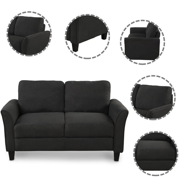 HomeRoots 54" Contemporary Sofa with Black Legs - Stain-Resistant Fabric, Compact Design for Small Spaces 601955