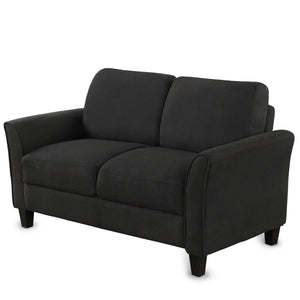HomeRoots 54" Contemporary Sofa with Black Legs - Stain-Resistant Fabric, Compact Design for Small Spaces 601955