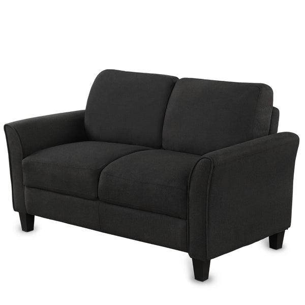 HomeRoots 54" Contemporary Sofa with Black Legs - Stain-Resistant Fabric, Compact Design for Small Spaces 601955