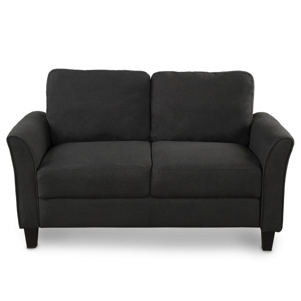 HomeRoots 54" Contemporary Sofa with Black Legs - Stain-Resistant Fabric, Compact Design for Small Spaces 601955