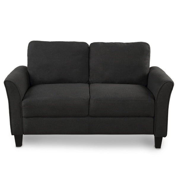 HomeRoots 54" Contemporary Sofa with Black Legs - Stain-Resistant Fabric, Compact Design for Small Spaces 601955