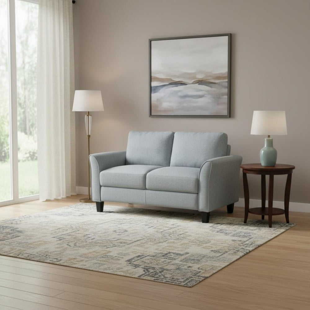 HomeRoots 54" Compact Gray Sofa with Stain-Resistant Fabric & Black Legs - Perfect for Small Spaces & Cozy Seating 601956