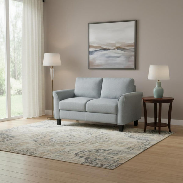 HomeRoots 54" Compact Gray Sofa with Stain-Resistant Fabric & Black Legs - Perfect for Small Spaces & Cozy Seating 601956