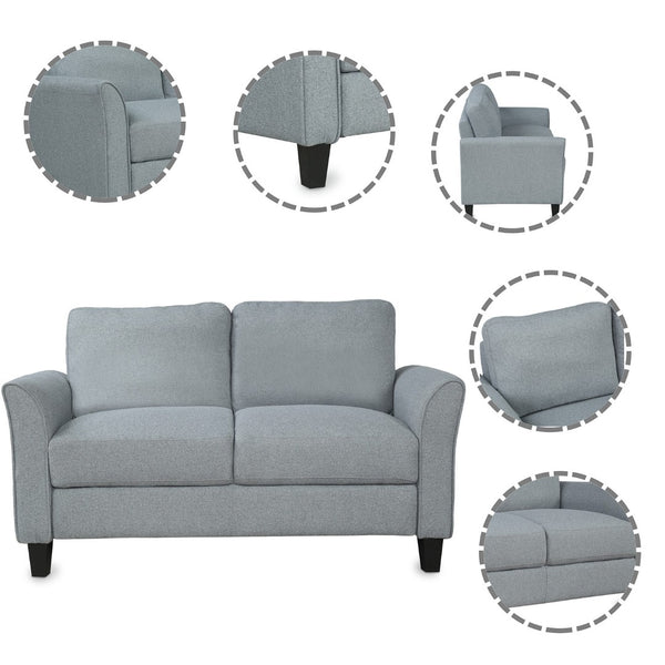 HomeRoots 54" Compact Gray Sofa with Stain-Resistant Fabric & Black Legs - Perfect for Small Spaces & Cozy Seating 601956