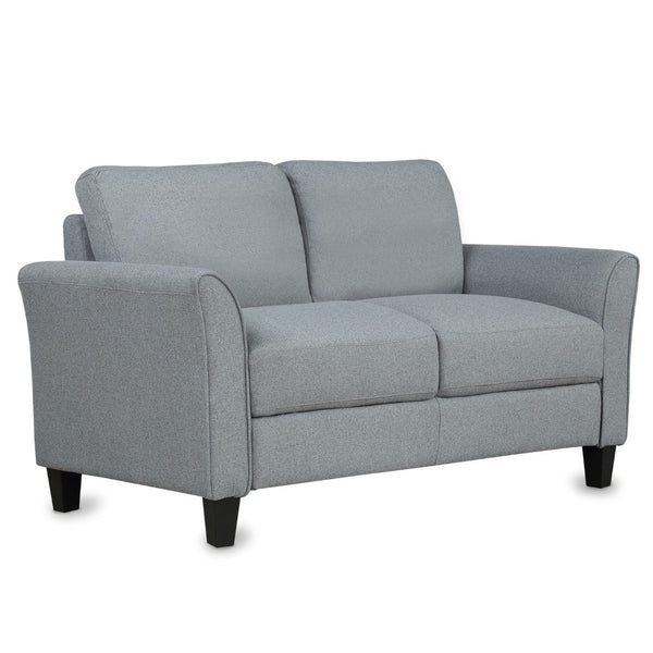 HomeRoots 54" Compact Gray Sofa with Stain-Resistant Fabric & Black Legs - Perfect for Small Spaces & Cozy Seating 601956