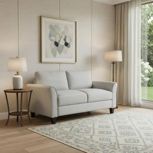HomeRoots 54" Contemporary Light-Gray Sofa with Sturdy Black Legs – Perfect for Small Spaces and Cozy Living! 601957