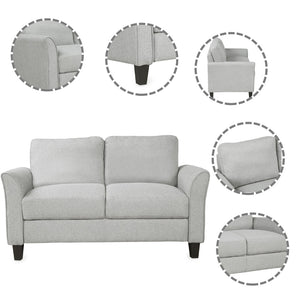 HomeRoots 54" Contemporary Light-Gray Sofa with Sturdy Black Legs – Perfect for Small Spaces and Cozy Living! 601957