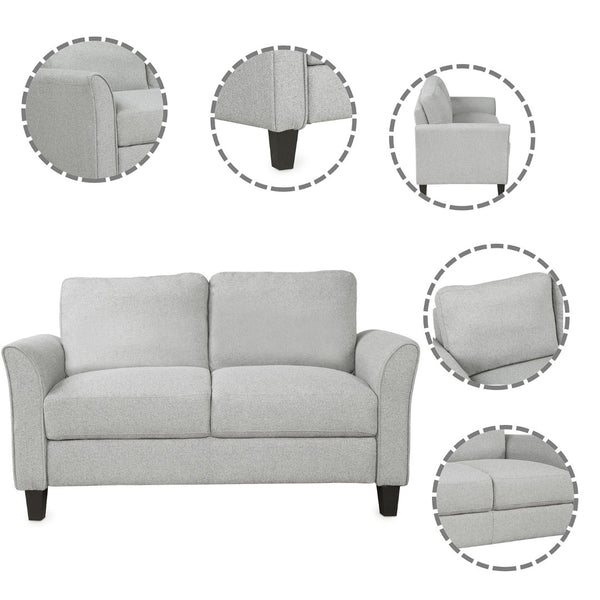 HomeRoots 54" Contemporary Light-Gray Sofa with Sturdy Black Legs – Perfect for Small Spaces and Cozy Living! 601957
