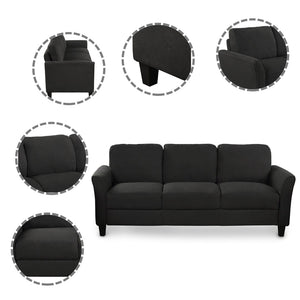 HomeRoots 76" Modern Sofa with Black Legs - Comfortable Seating for 3, Stain-Resistant Fabric & Stylish Design 601958