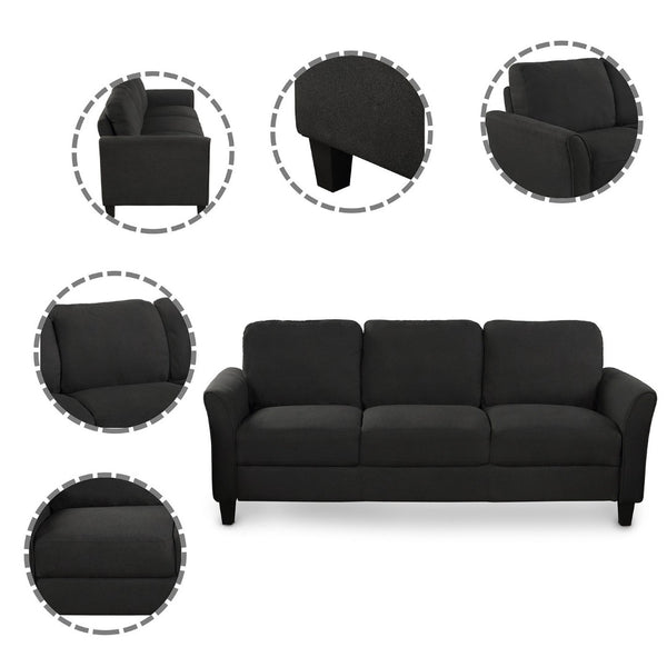 HomeRoots 76" Modern Sofa with Black Legs - Comfortable Seating for 3, Stain-Resistant Fabric & Stylish Design 601958