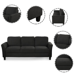 HomeRoots 76" Modern Sofa with Black Legs - Comfortable Seating for 3, Stain-Resistant Fabric & Stylish Design 601958