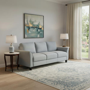 HomeRoots 76" Sleek Gray Sofa with Black Legs – Modern, Stain-Resistant Upholstery for Stylish Comfort & Durability 601959