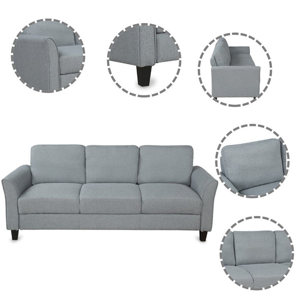 HomeRoots 76" Sleek Gray Sofa with Black Legs – Modern, Stain-Resistant Upholstery for Stylish Comfort & Durability 601959