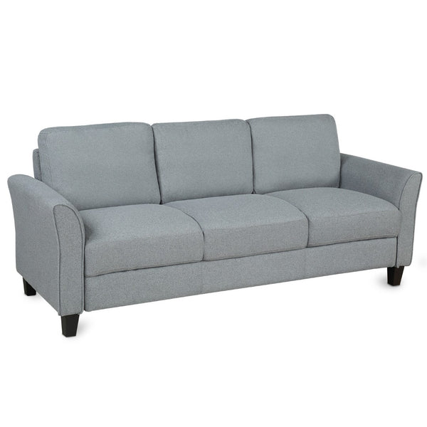 HomeRoots 76" Sleek Gray Sofa with Black Legs – Modern, Stain-Resistant Upholstery for Stylish Comfort & Durability 601959