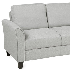 HomeRoots 76" Modern Sofa with Stain-Resistant Light Gray Upholstery & Sleek Black Legs for Stylish Comfort 601960