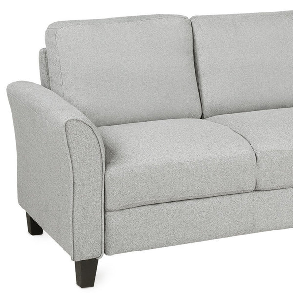 HomeRoots 76" Modern Sofa with Stain-Resistant Light Gray Upholstery & Sleek Black Legs for Stylish Comfort 601960