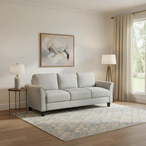 HomeRoots 76" Modern Sofa with Stain-Resistant Light Gray Upholstery & Sleek Black Legs for Stylish Comfort 601960