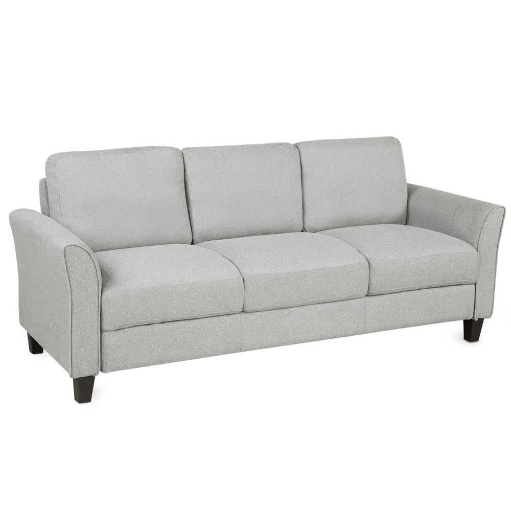 HomeRoots 76" Modern Sofa with Stain-Resistant Light Gray Upholstery & Sleek Black Legs for Stylish Comfort 601960