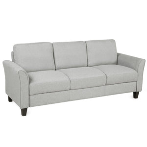 HomeRoots 76" Modern Sofa with Stain-Resistant Light Gray Upholstery & Sleek Black Legs for Stylish Comfort 601960