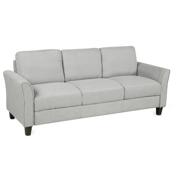 HomeRoots 76" Modern Sofa with Stain-Resistant Light Gray Upholstery & Sleek Black Legs for Stylish Comfort 601960