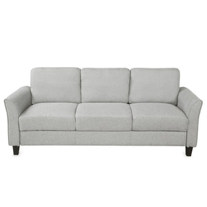 HomeRoots 76" Modern Sofa with Stain-Resistant Light Gray Upholstery & Sleek Black Legs for Stylish Comfort 601960