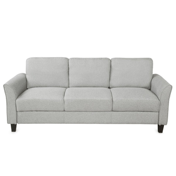 HomeRoots 76" Modern Sofa with Stain-Resistant Light Gray Upholstery & Sleek Black Legs for Stylish Comfort 601960