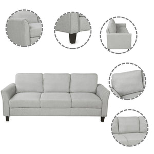 HomeRoots 76" Modern Sofa with Stain-Resistant Light Gray Upholstery & Sleek Black Legs for Stylish Comfort 601960