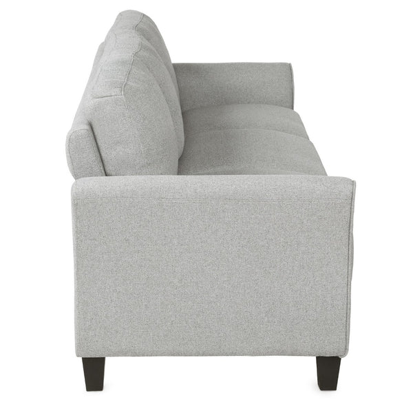 HomeRoots 76" Modern Sofa with Stain-Resistant Light Gray Upholstery & Sleek Black Legs for Stylish Comfort 601960