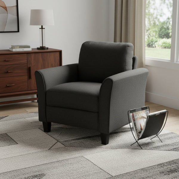HomeRoots 31" Modern Sofa with Stain-Resistant Upholstery, Black Legs, and Compact Design for Small Spaces 601961