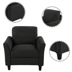 HomeRoots 31" Modern Sofa with Stain-Resistant Upholstery, Black Legs, and Compact Design for Small Spaces 601961